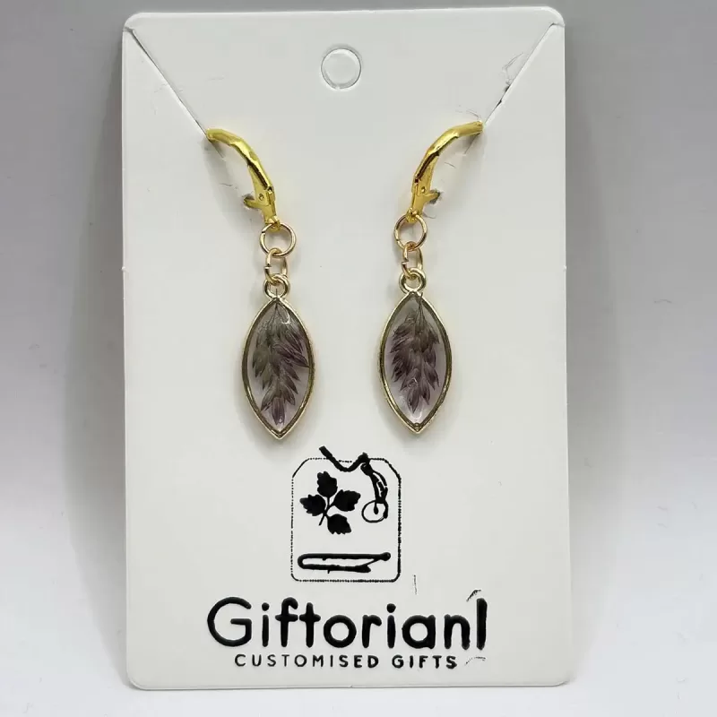 Goud gedroogde bloemen oorbellen Goud gedroogde bloemen oorbellen handgemaakt