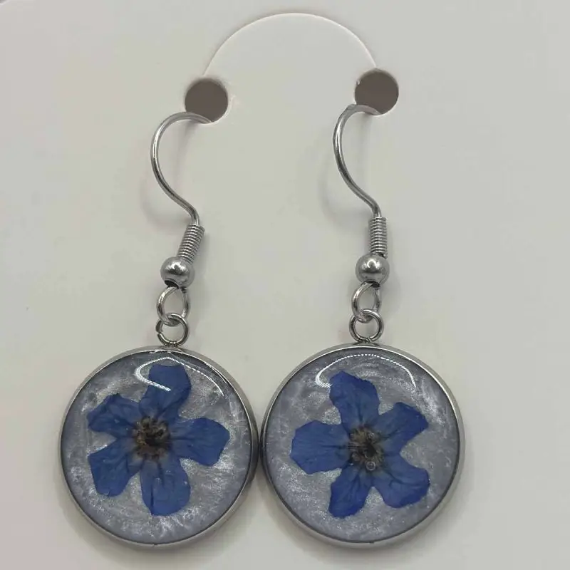 forget me not dried flower earrings