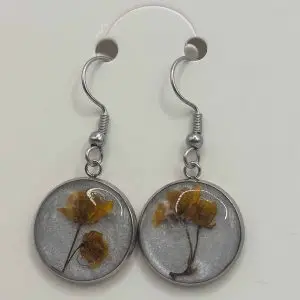 dried yellow flowers earring