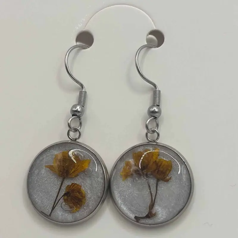 dried yellow flowers earring