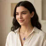 Close-up van unieke stalen ketting met echte bloem