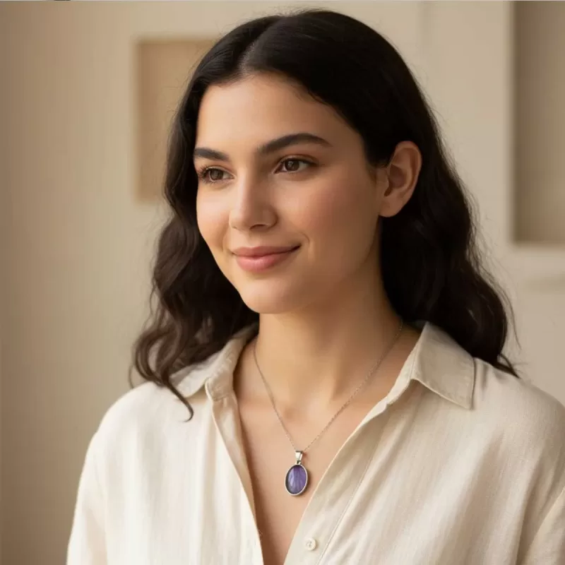 Close-up van unieke stalen ketting met echte bloem