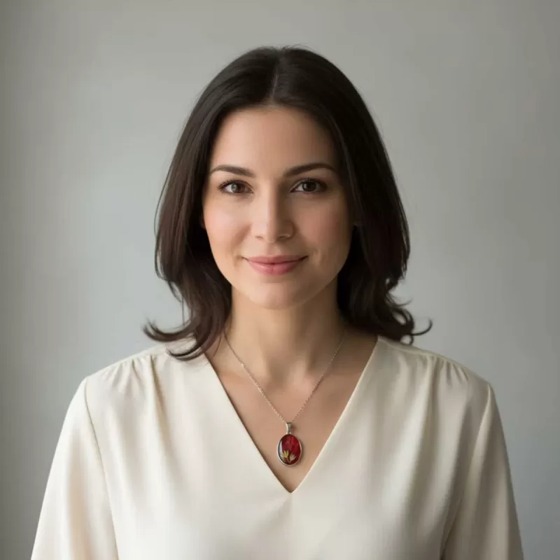 Close-up van handgemaakte ketting met geperste planten