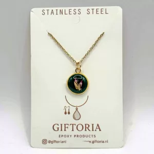 Valentijnscadeau Ketting met Handgemaakte Bloemen in Goudkleurige Hanger